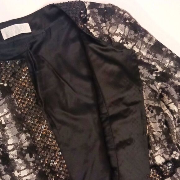 Badgley Mischka black/white tweed, wool,sequin jacket/skirt set size 12 - Picture 8 of 11